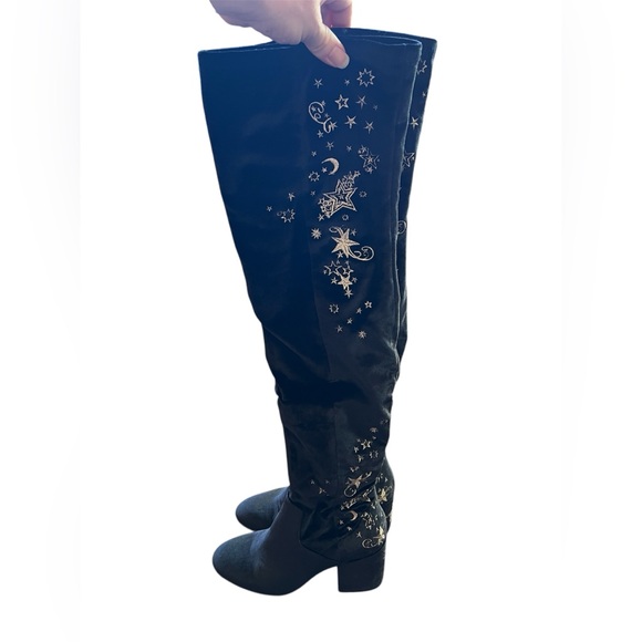 NWB Ash Eros velvet with metallic silver star embroidery knee-high boots - Picture 4 of 11